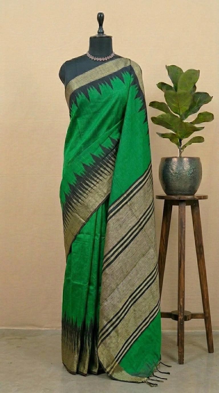 Green Plain Khadhi Pure Pattu Saree