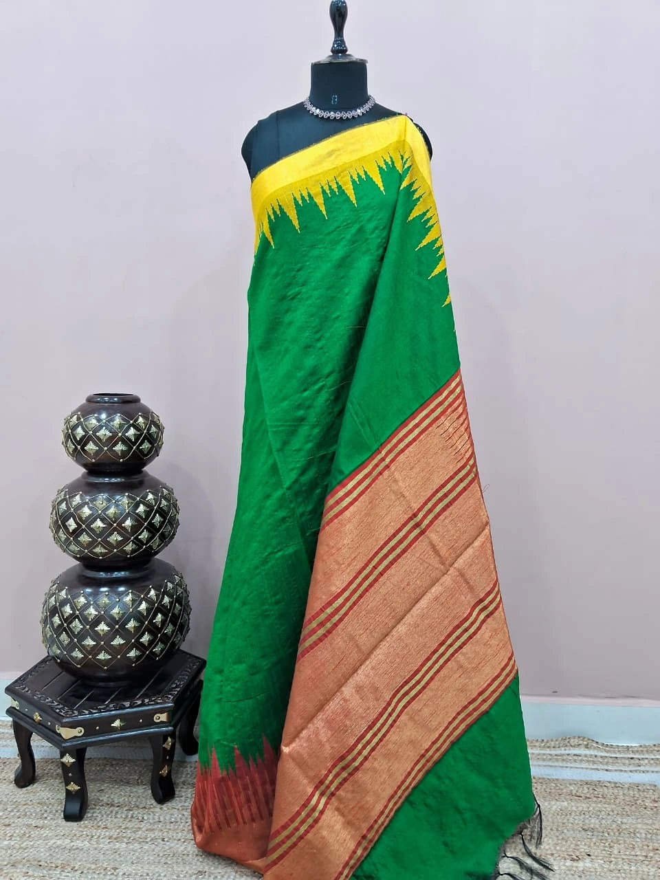 Green Plain Khadhi Pure Pattu Saree