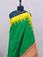 Green Plain Khadhi Pure Pattu Saree 1