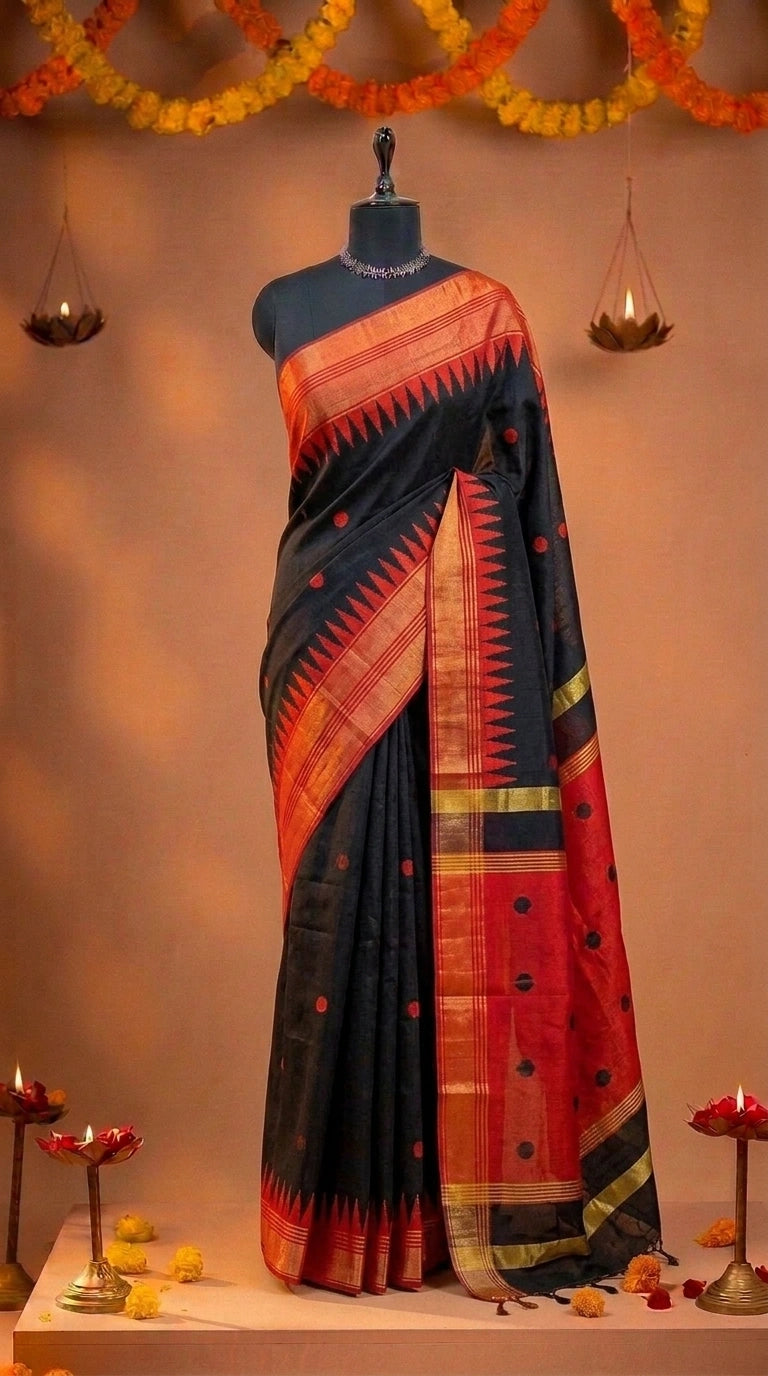 Black Khadhi Pure Pattu Saree