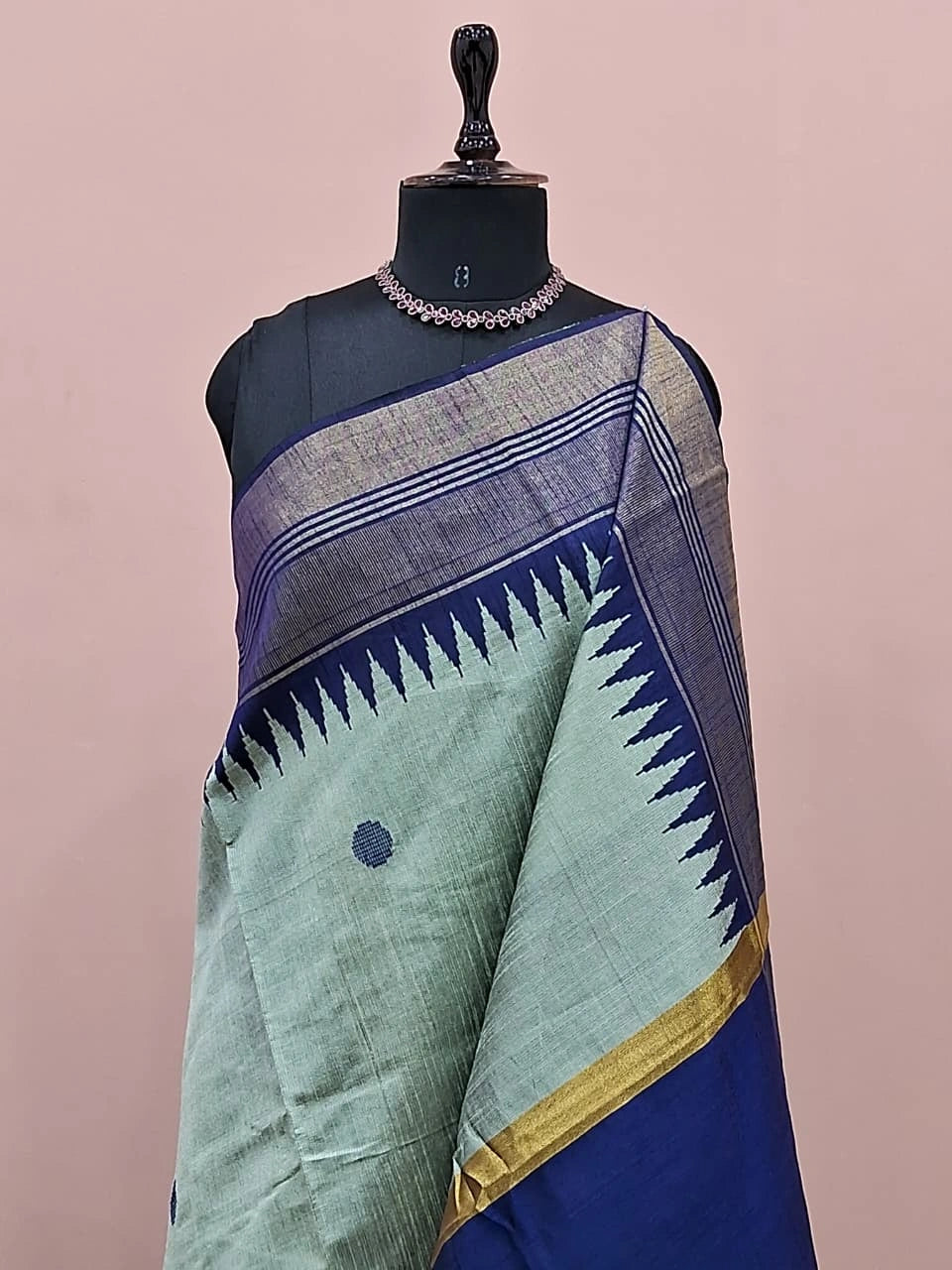 Mint Blue Khadhi Pure Pattu Saree  1