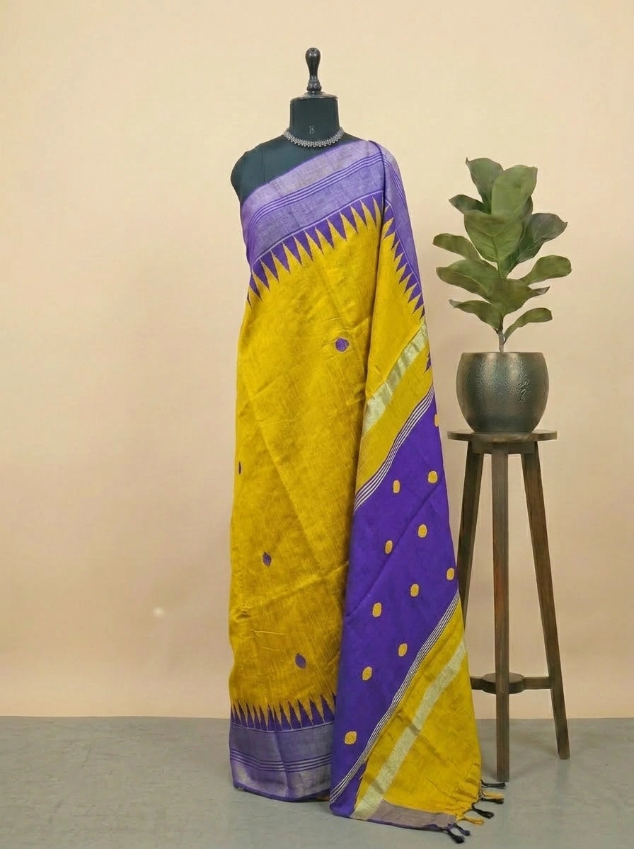 Mustard Yellow Khadhi Pure Pattu Saree