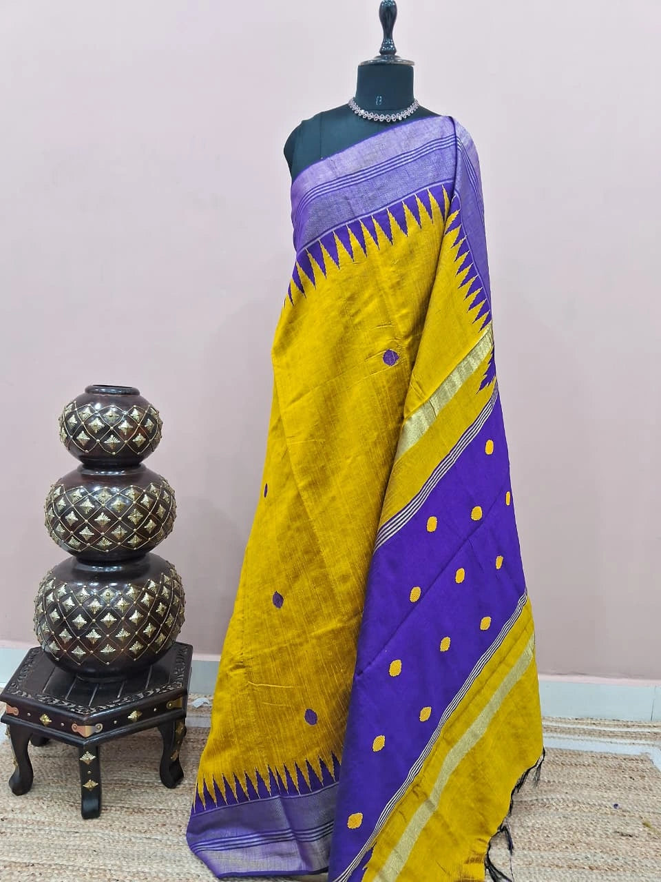 Mustard Yellow Khadhi Pure Pattu Saree