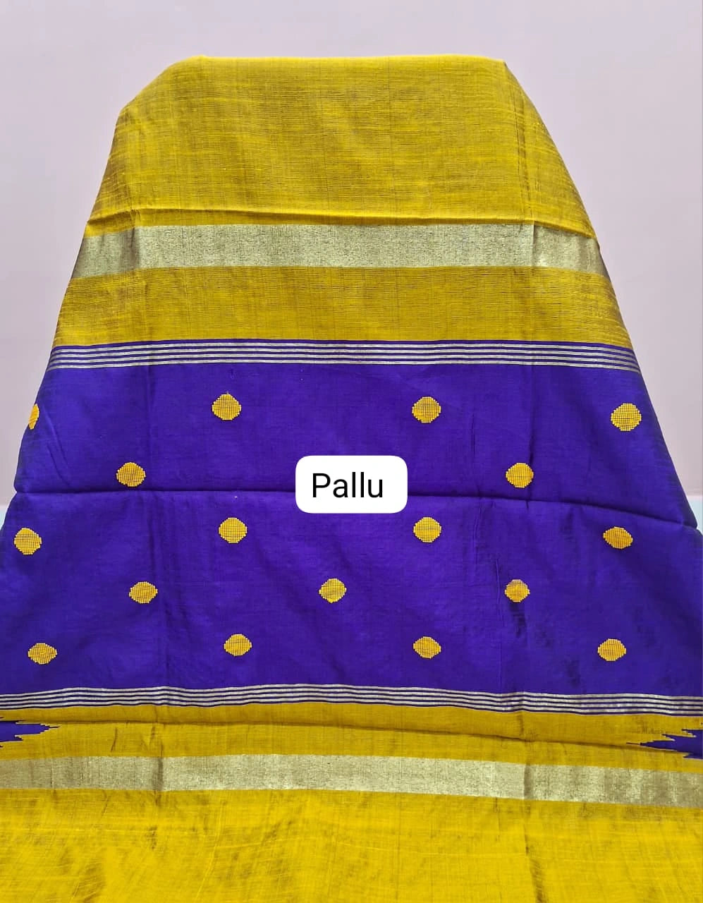 Mustard Yellow Khadhi Pure Pattu Saree pallu