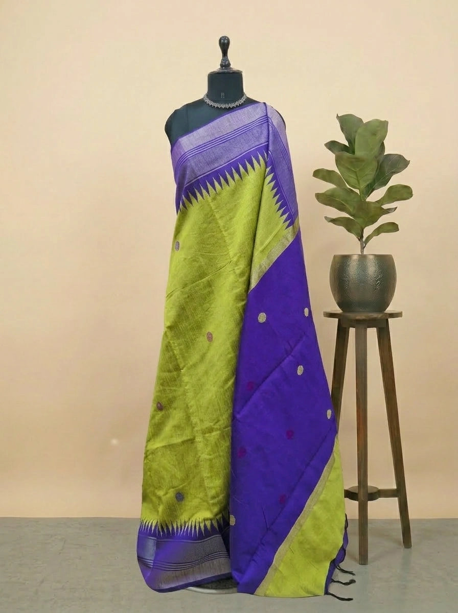 Bright Green Khadhi Pure Pattu Saree