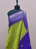 Bright Green Khadhi Pure Pattu Saree 1