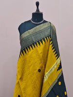 Mango Yellow Khadhi Pure Pattu Saree  1