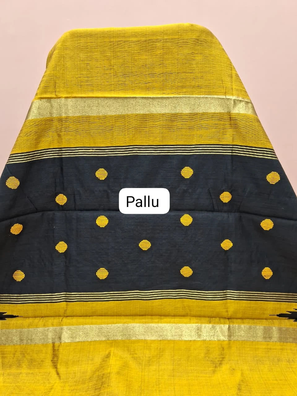 Mango Yellow Khadhi Pure Pattu Saree pallu