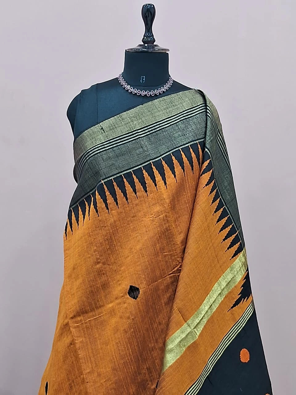 Dark Orange Khadhi Pure Pattu Saree 1