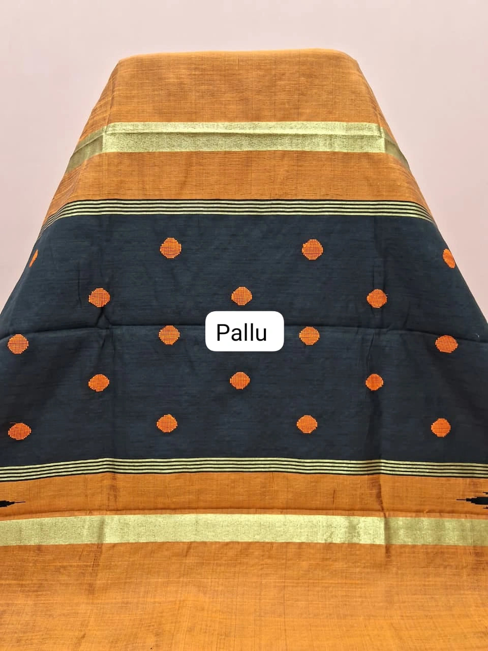 Dark Orange Khadhi Pure Pattu Saree pallu
