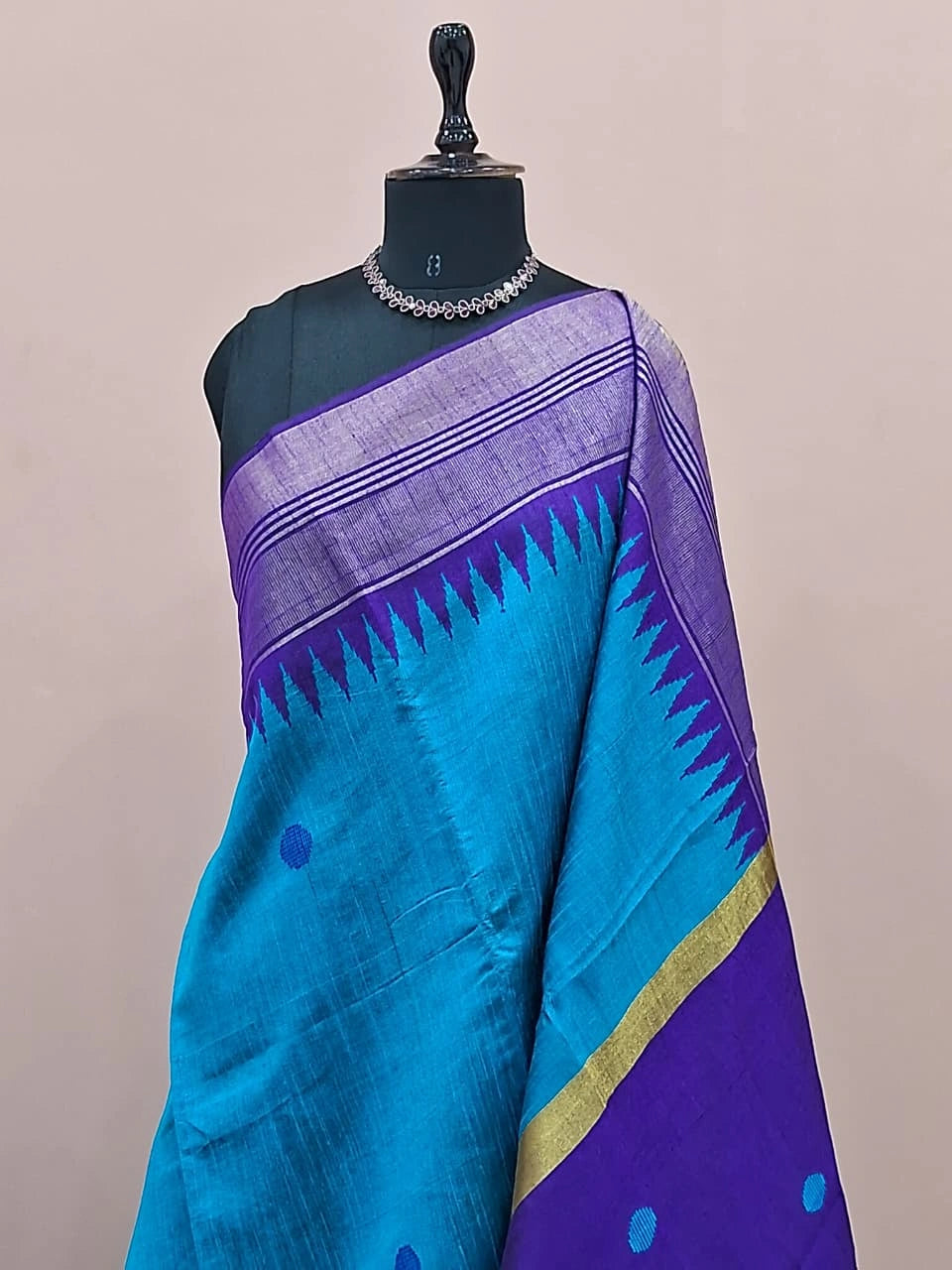 Caribbean Blue Khadhi Pure Pattu Saree 1