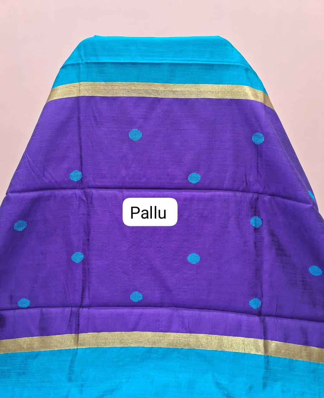 Caribbean Blue Khadhi Pure Pattu Saree Pallu