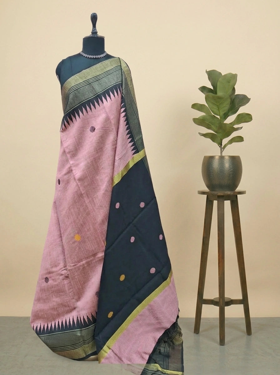 Flamingo Pink Khadhi Pure Pattu Saree
