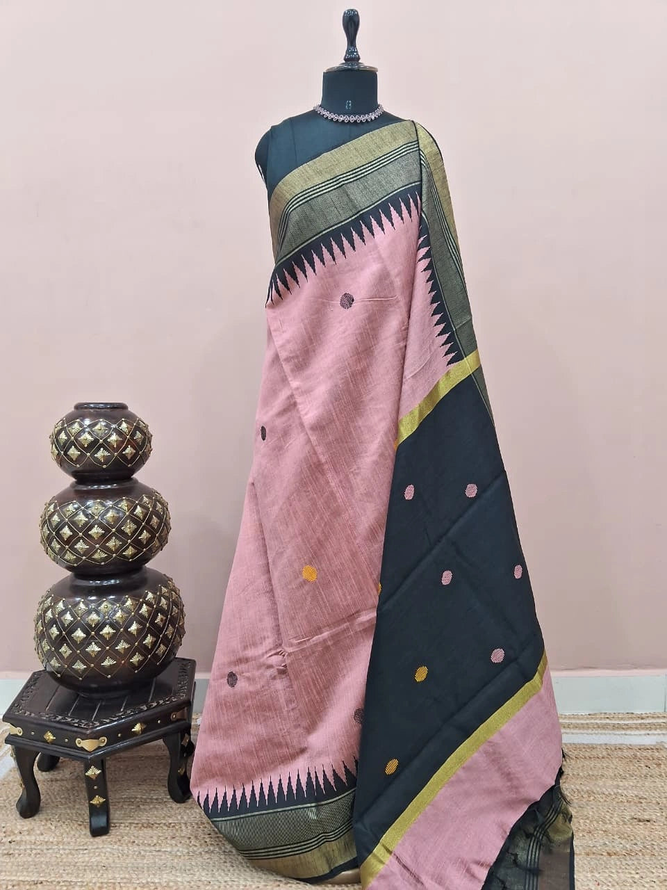 Flamingo Pink Khadhi Pure Pattu Saree