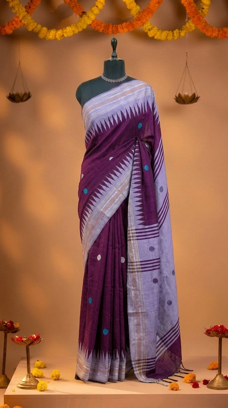 Dark Wine Khadhi Pure Pattu Saree 