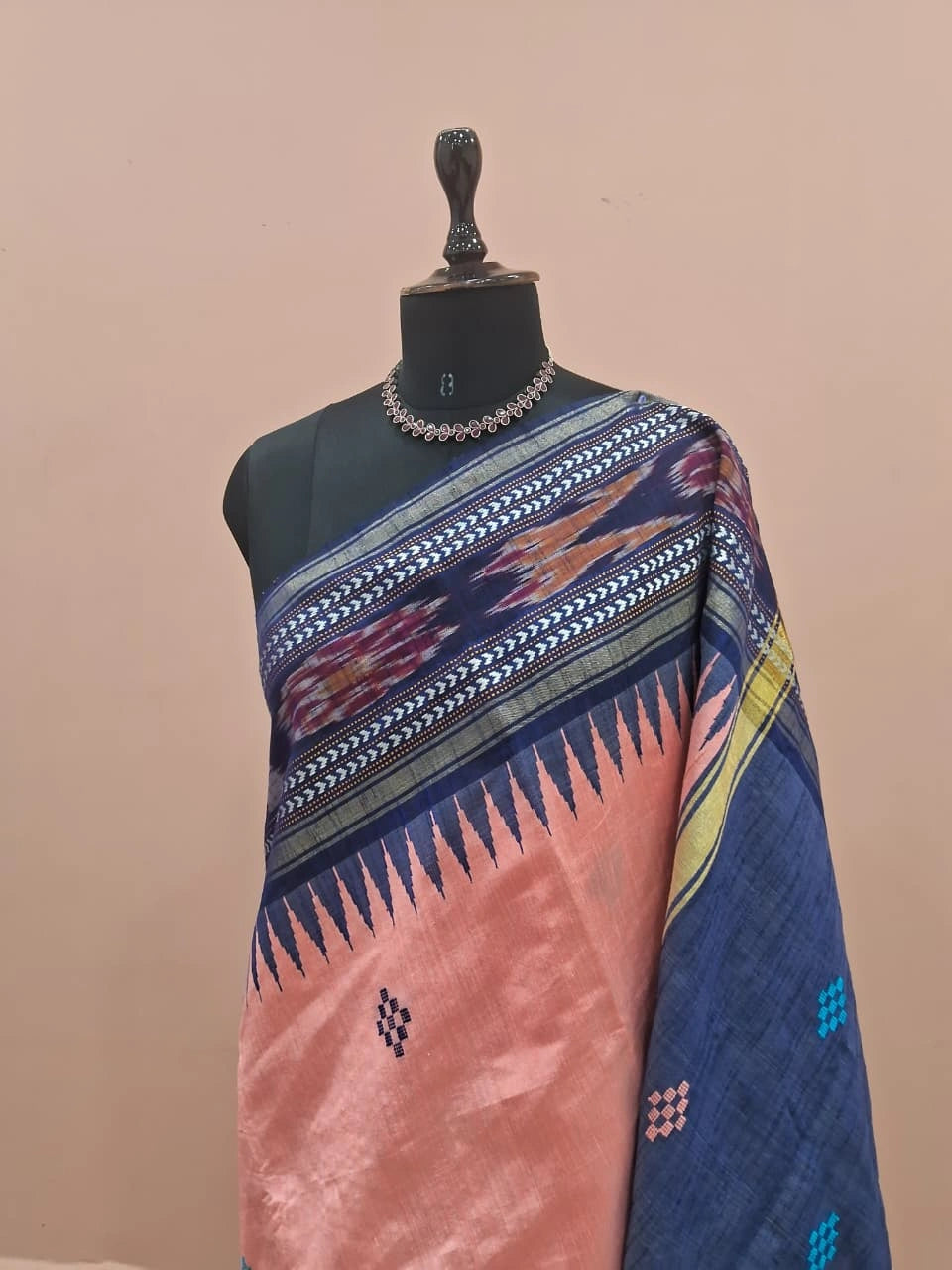 Peach Khadhi Pure Pattu Saree 1