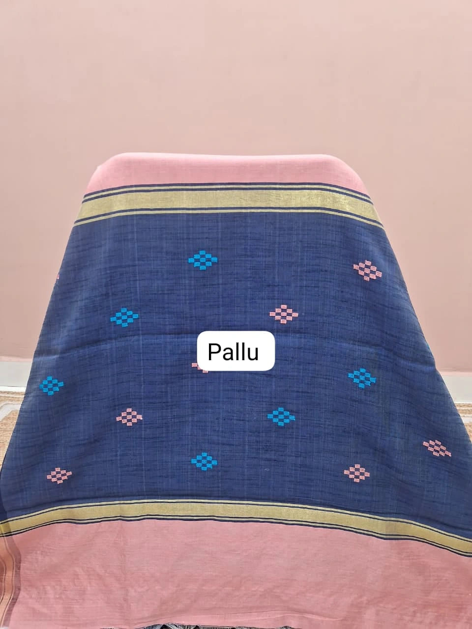 Peach Khadhi Pure Pattu Saree Pallu