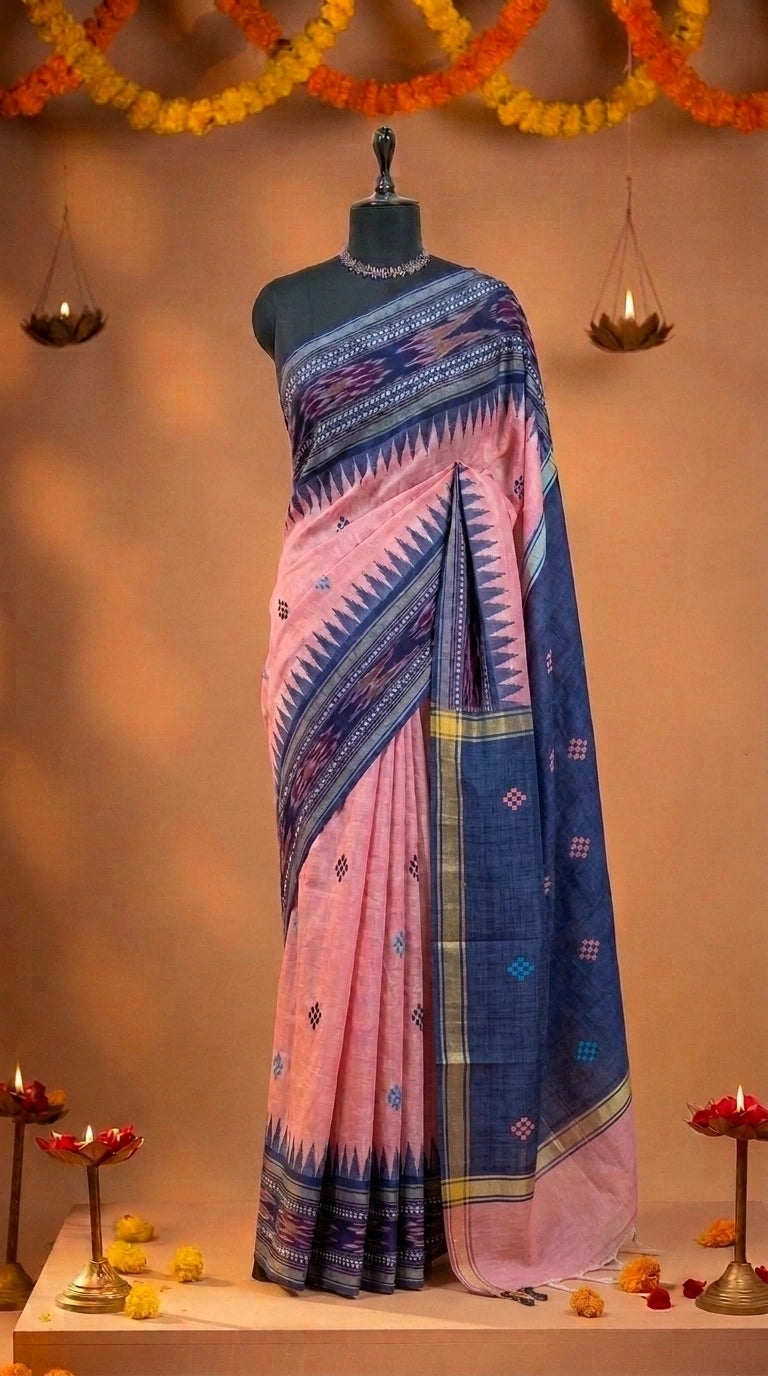 Peach Khadhi Pure Pattu Saree 