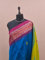 Caribbean Blue Khadhi Pure Pattu Saree 1