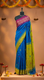 Caribbean Blue Khadhi Pure Pattu Saree