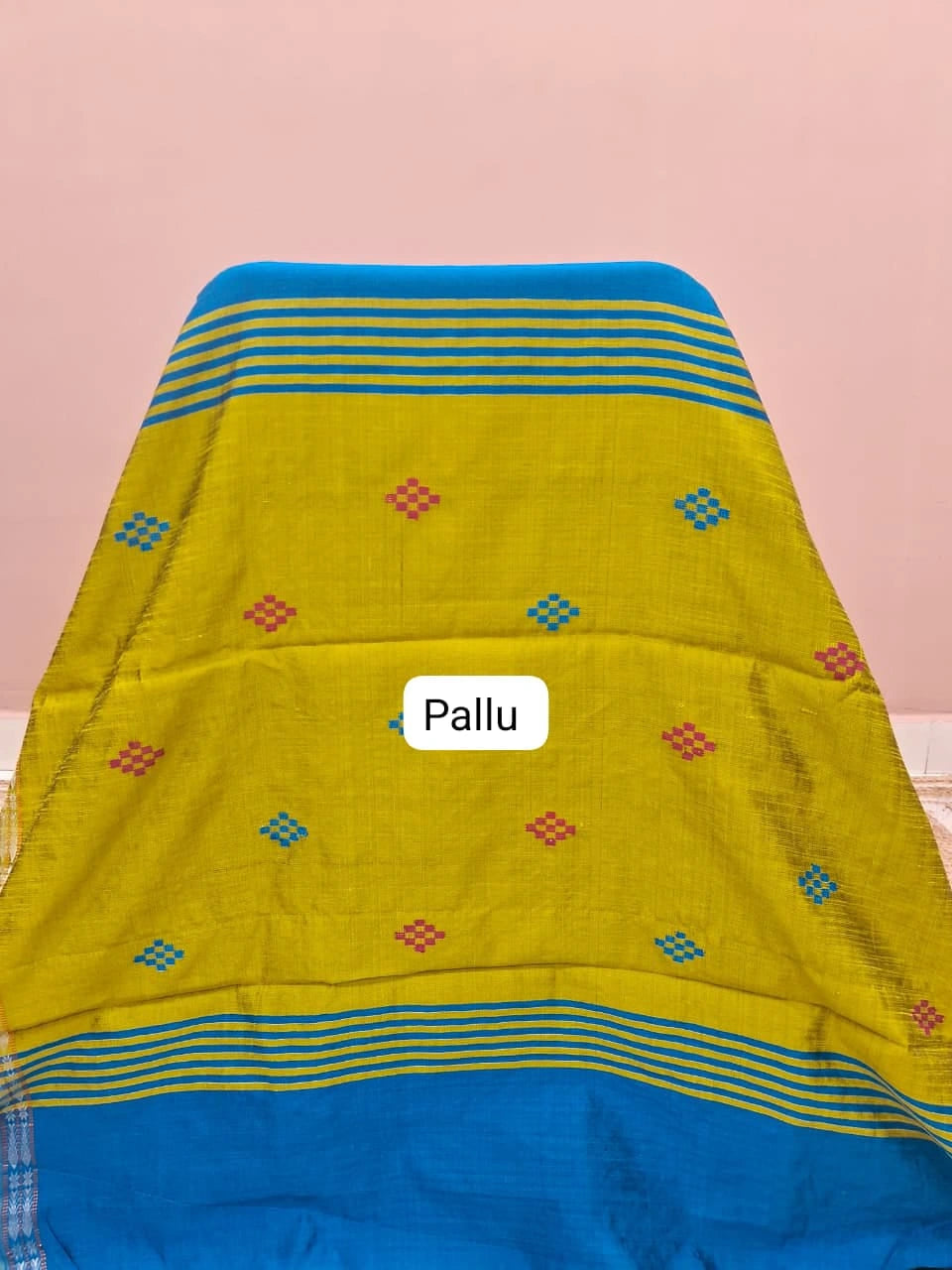 Caribbean Blue Khadhi Pure Pattu Saree Pallu
