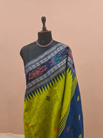 Bright Green Khadhi Pure Pattu Saree 1