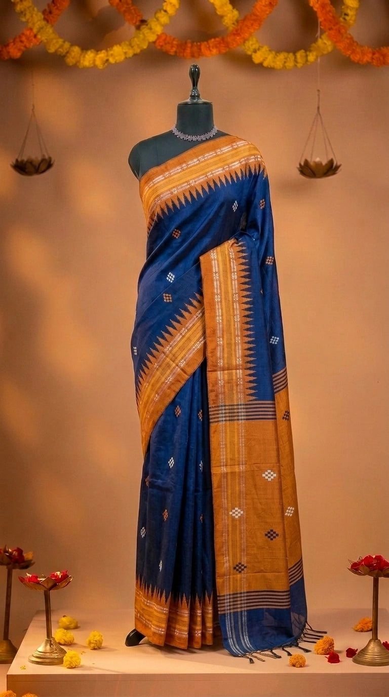 Navy Blue Khadhi Pure Pattu Saree