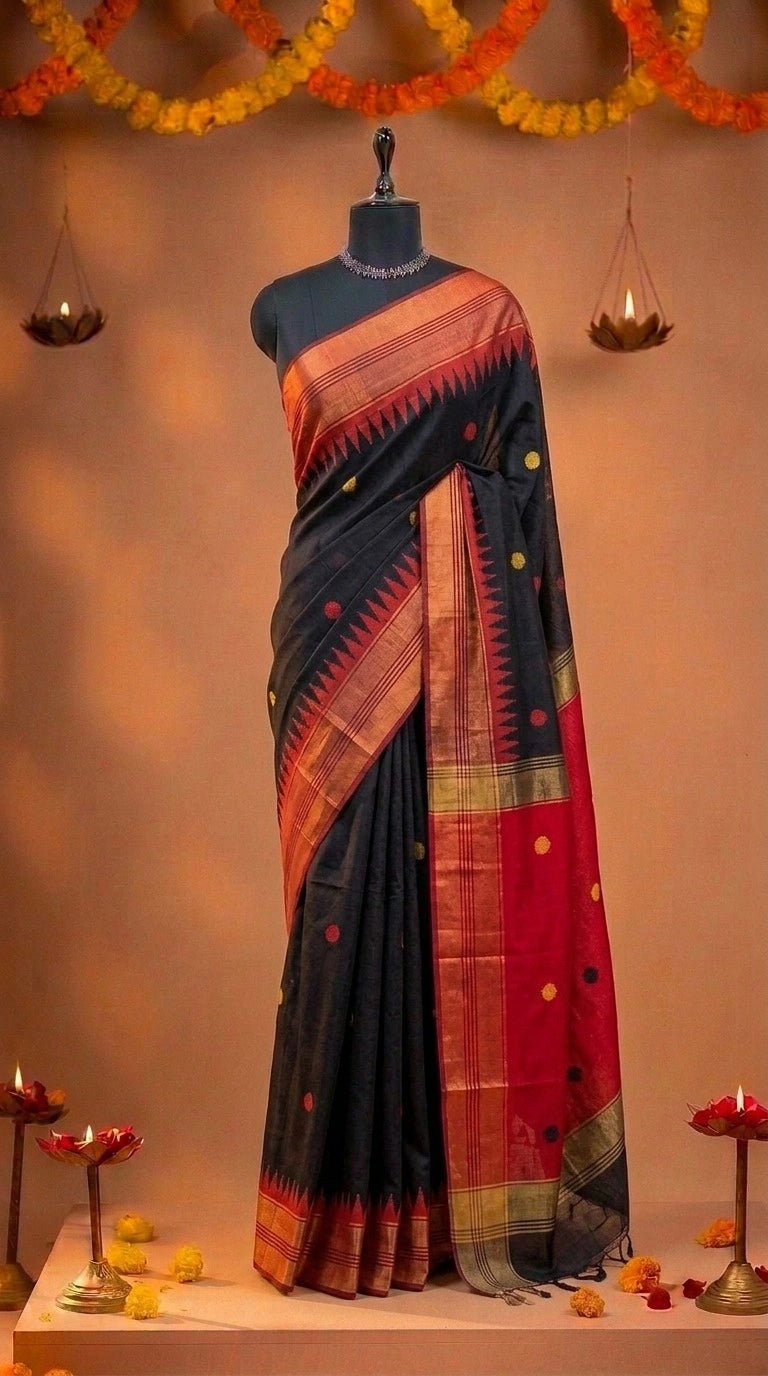 Black Khadhi Pure Pattu Saree