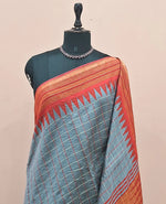 Grey Khadhi Pure Pattu Saree 1