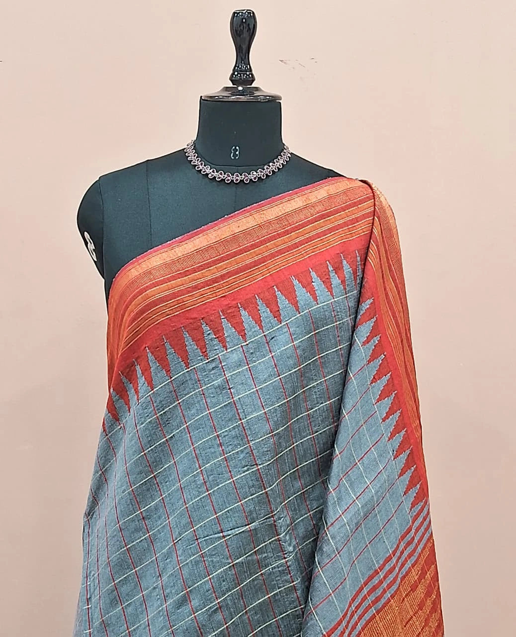 Grey Khadhi Pure Pattu Saree 1