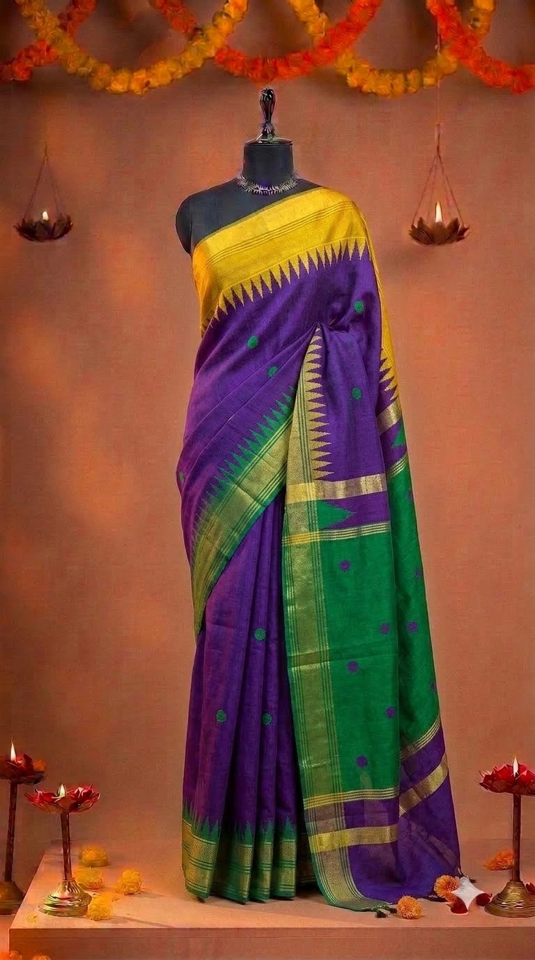 Purple Khadhi Pure Pattu Saree