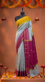 Metal Grey Khadhi Pure Pattu Saree