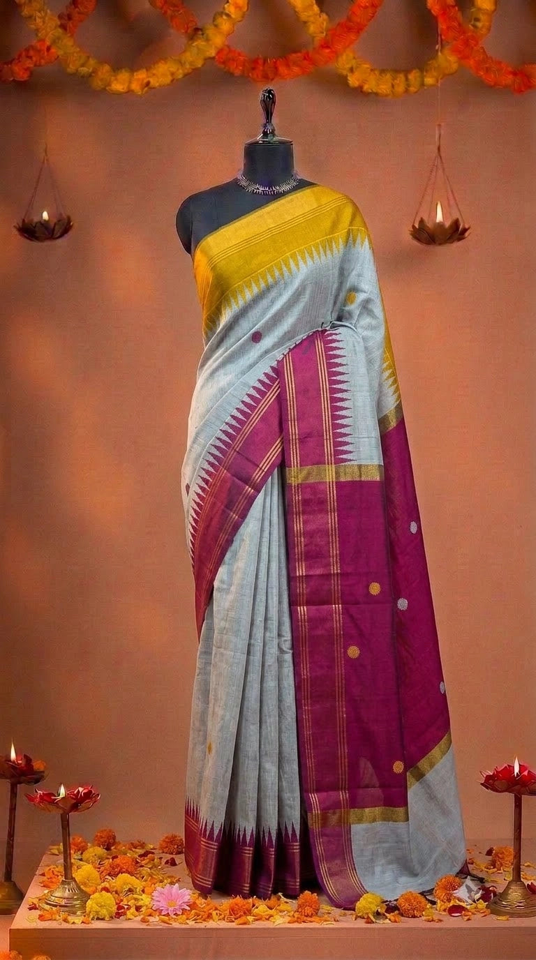 Metal Grey Khadhi Pure Pattu Saree