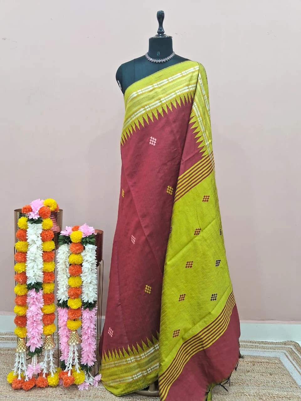 Brick Red Khadhi Pure Pattu Saree 