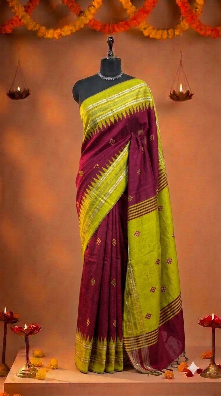 Brick Red Khadhi Pure Pattu Saree 