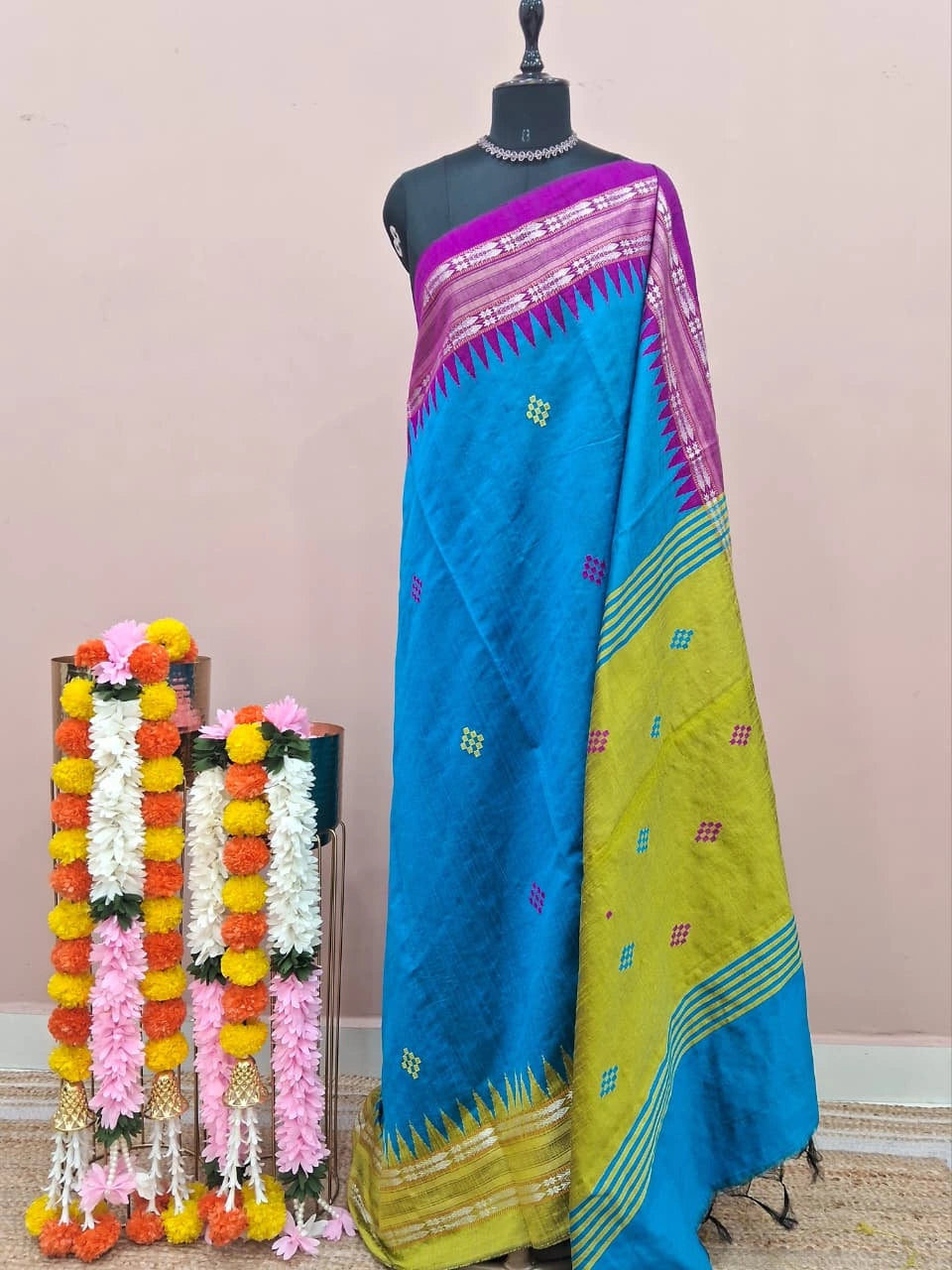 Caribbean Blue Khadhi Pure Pattu Saree