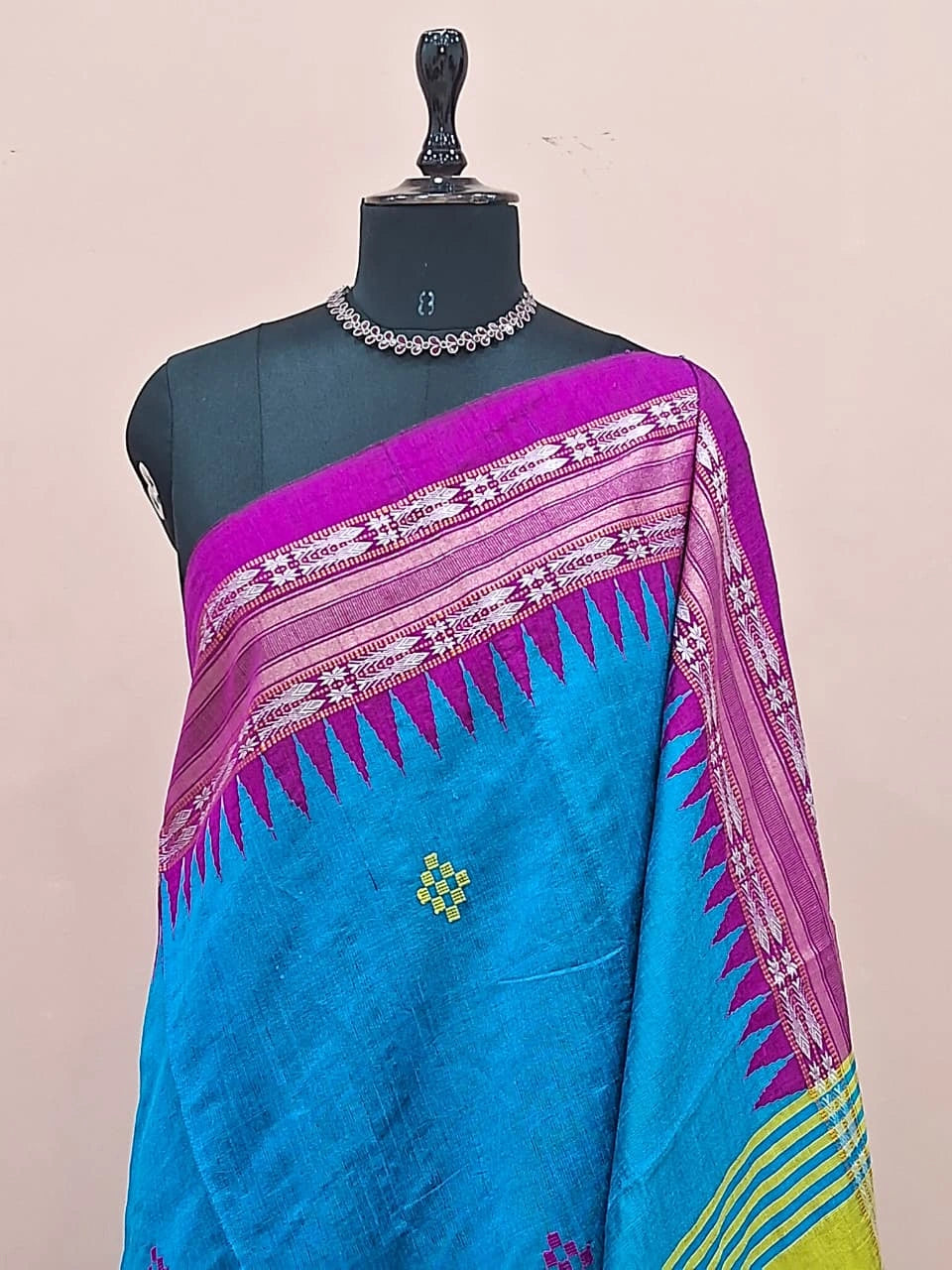 Caribbean Blue Khadhi Pure Pattu Saree 1