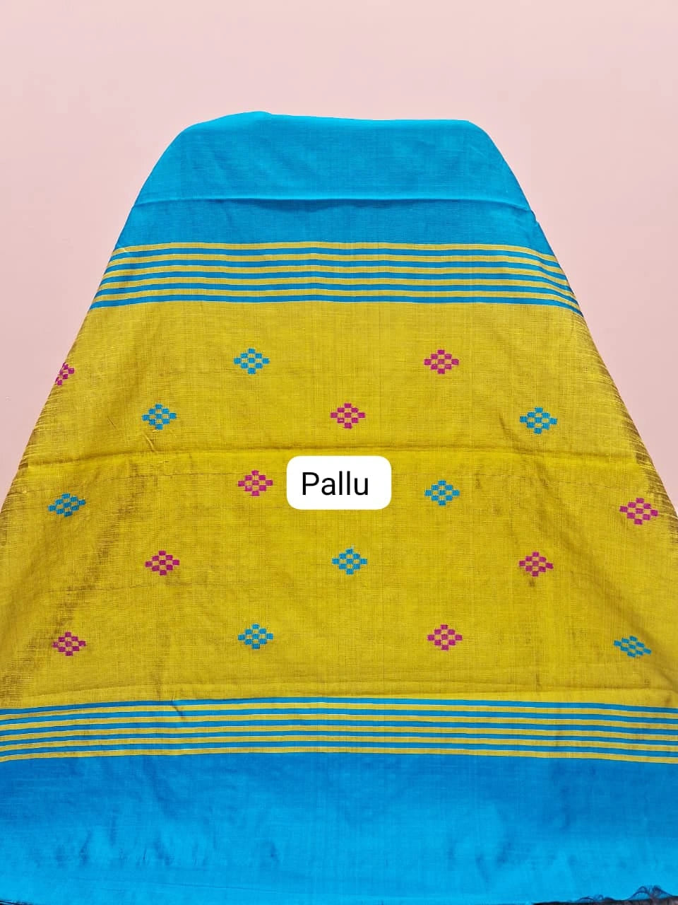 Caribbean Blue Khadhi Pure Pattu Saree Pallu