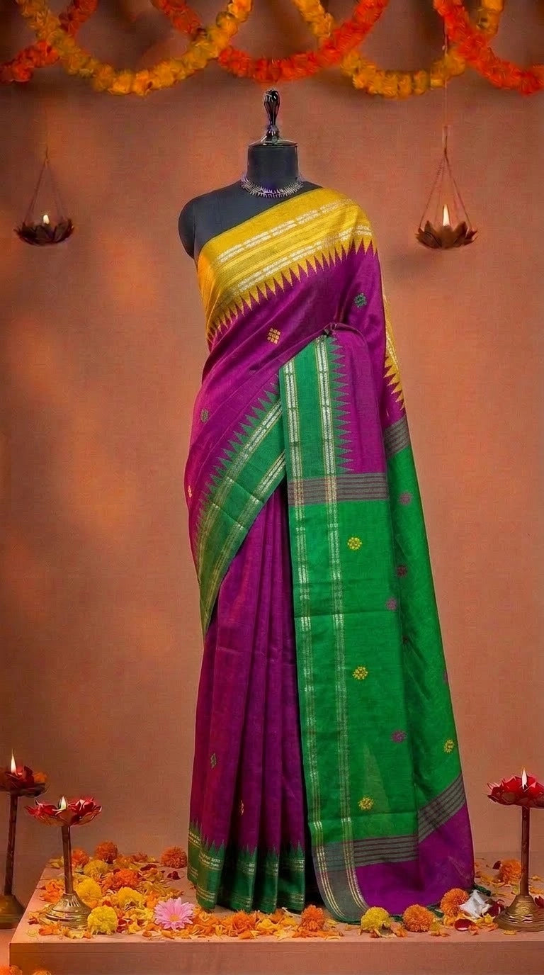 Rani Pink Khadhi Pure Pattu Saree