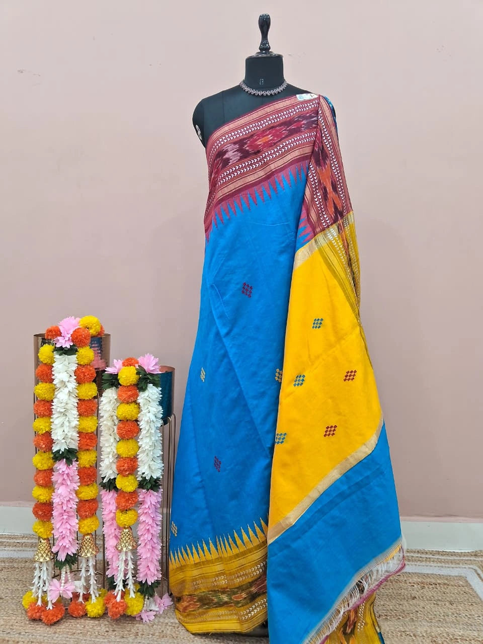 Dark Caribbean Blue Khadhi Pure Pattu Saree