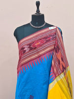 Dark Caribbean Blue Khadhi Pure Pattu Saree 1