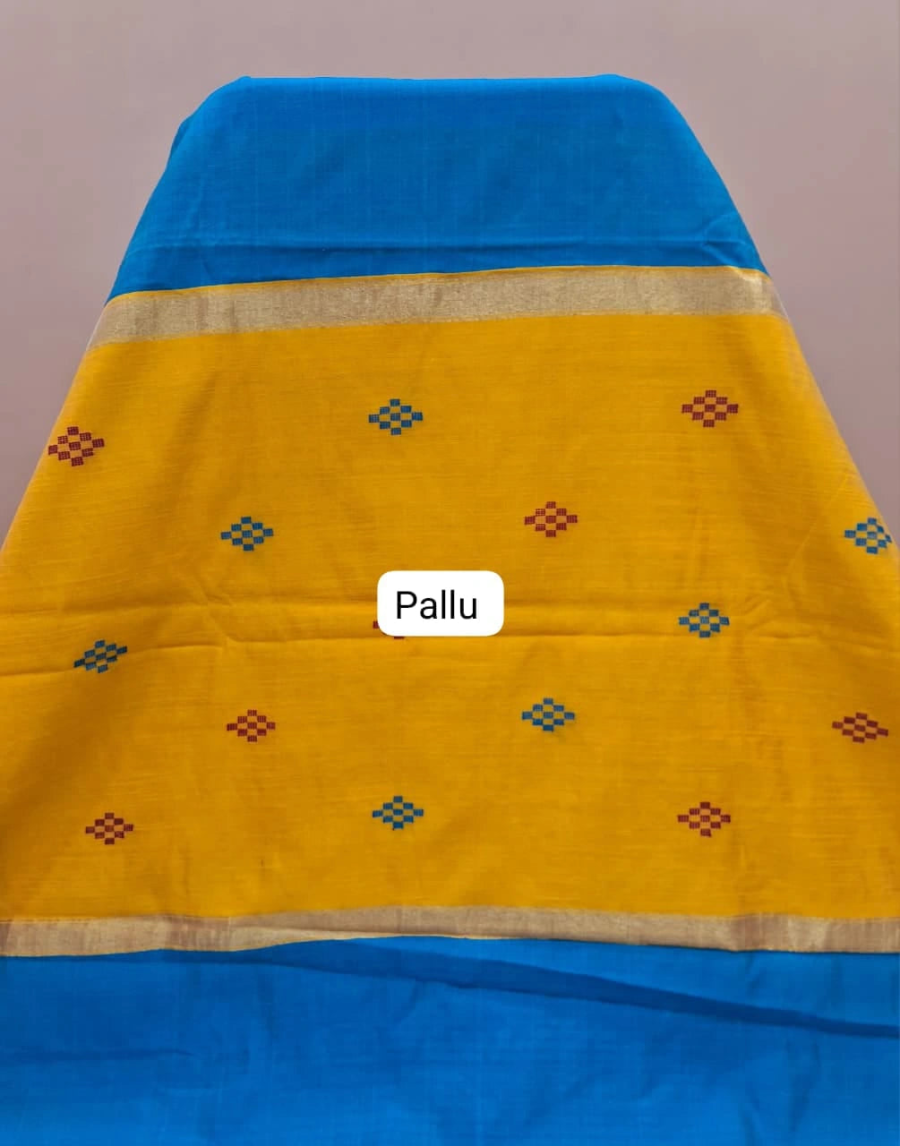 Dark Caribbean Blue Khadhi Pure Pattu Saree Pallu