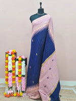 Navy Blue Khadhi Pure Pattu Saree