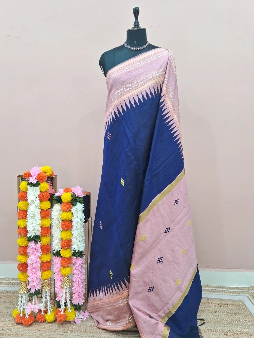 Navy Blue Khadhi Pure Pattu Saree