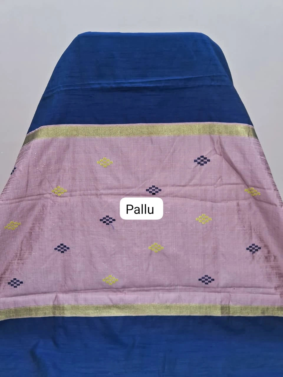 Navy Blue Khadhi Pure Pattu Saree pallu