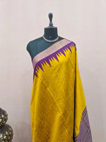 Mango Yellow Khadhi Pure Pattu Saree 1
