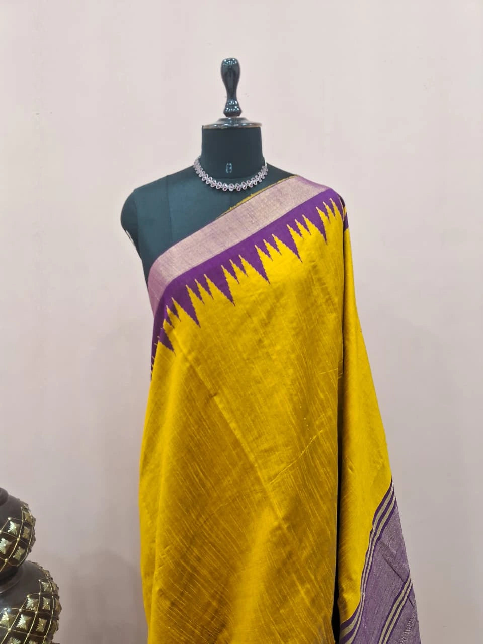 Mango Yellow Khadhi Pure Pattu Saree 1