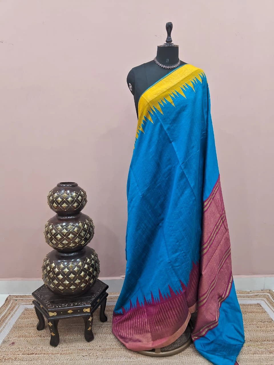 Caribbean Blue Khadhi Pure Pattu Saree