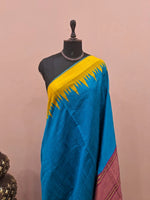 Caribbean Blue Khadhi Pure Pattu Saree 1