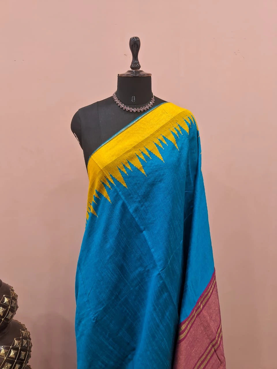 Caribbean Blue Khadhi Pure Pattu Saree 1